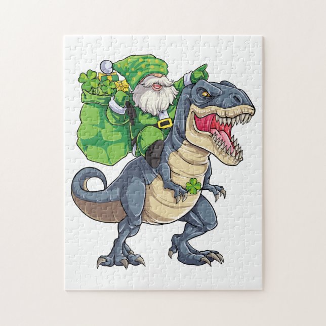 Puzzle Happy St Pat T Rex Saint Patrick's Day Leprechaun (Vertical)