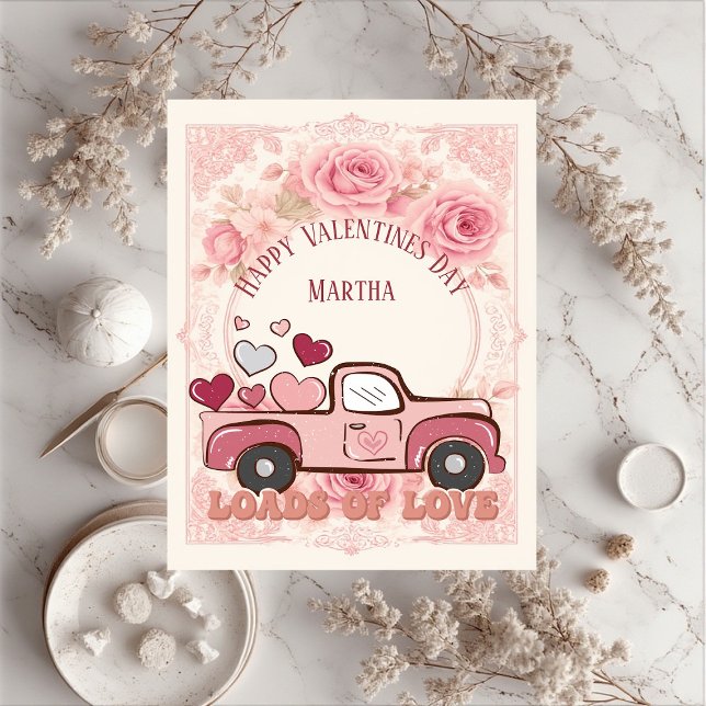 Puzzle Happy Valentines Day Truck Loads of Love Heart Kid (Happy Valentines Day Truck Loads of Love Heart Kid Jigsaw Puzzle)