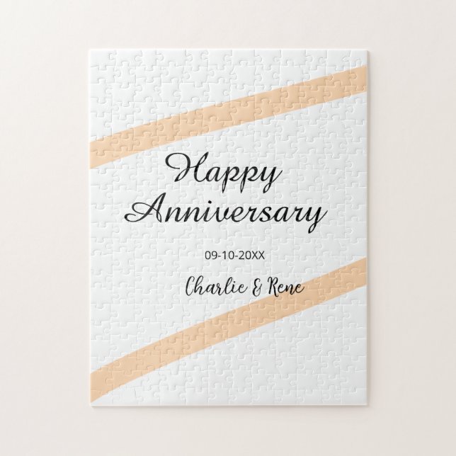 Puzzle Happy wedding anniversary orange pastel lines name (Vertical)