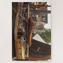 Puzzle Harbor, wood Fishingboat 