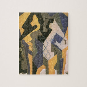Puzzle Harlequin en una mesa de Juan Gris, cubismo vintag