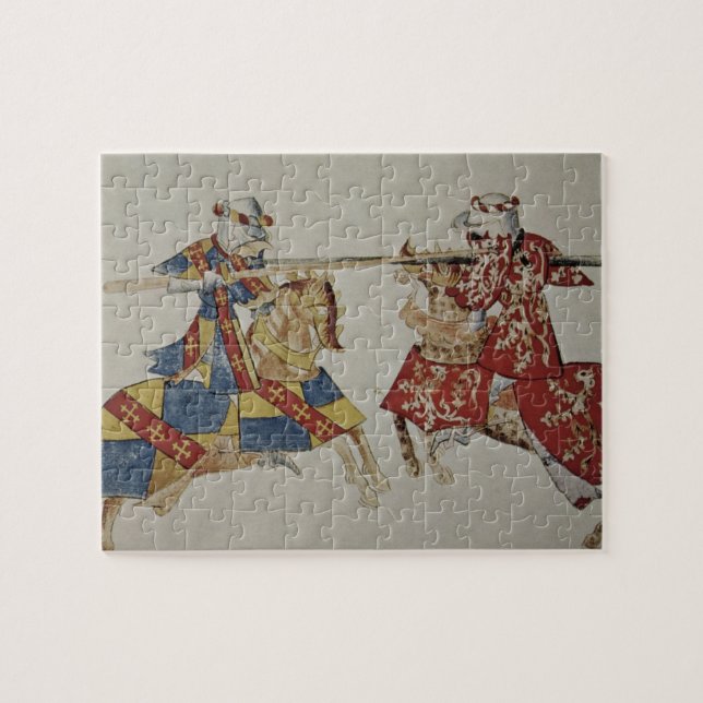 Puzzle Harley 4205 f.366 caballeros Jousting, c.1445 (Horizontal)