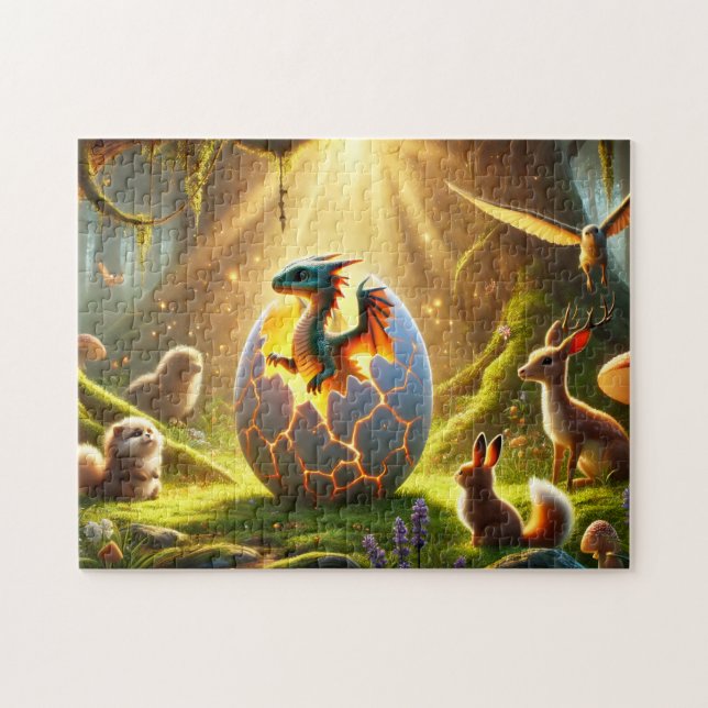 Puzzle Hatching Dragon Magical Forest Scene (Horizontal)