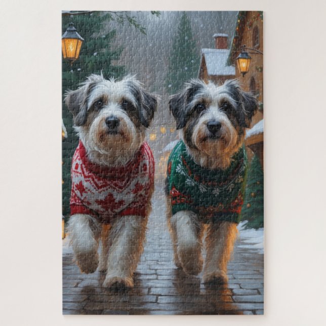 Puzzle Havanese Dogs Christmas Snow Holiday  (Vertical)