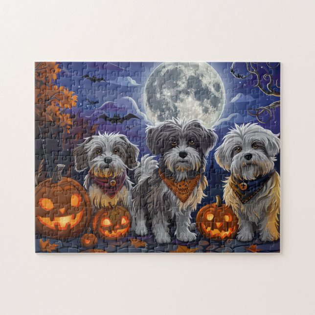 Puzzle Havanese Halloween Espeluznante (Horizontal)