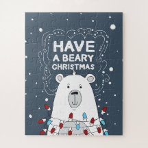 Have a Beary Christmas Polar Bear Illustration