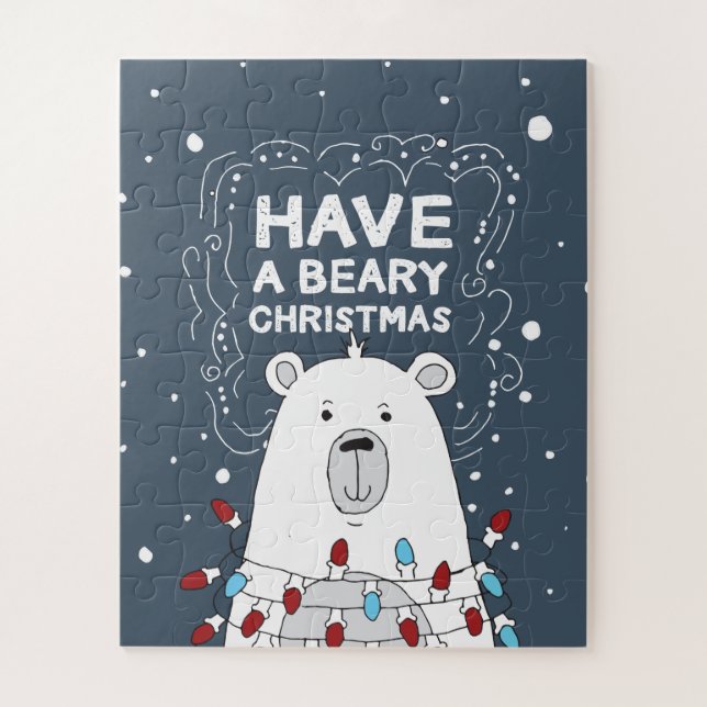 Puzzle Have a Beary Christmas Polar Bear Illustration (Vertical)