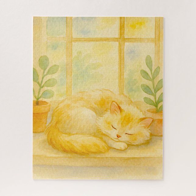 Puzzle Haven Cat Haven, iluminado por el sol (Vertical)