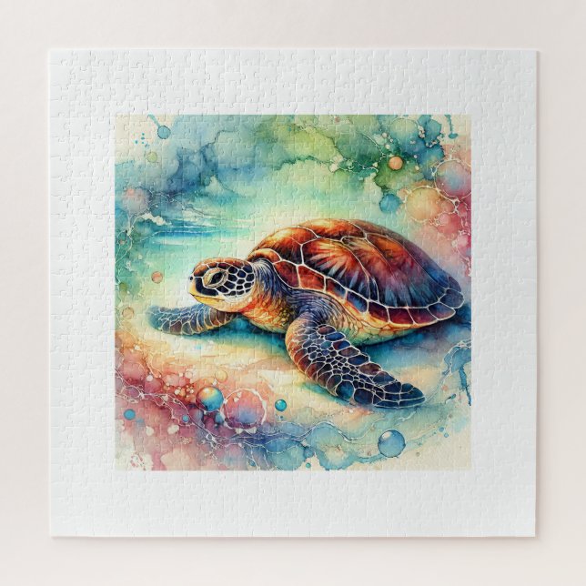 Puzzle Hawksbill Sea Turtle 210724AREF122 - Watercolor (Vertical)