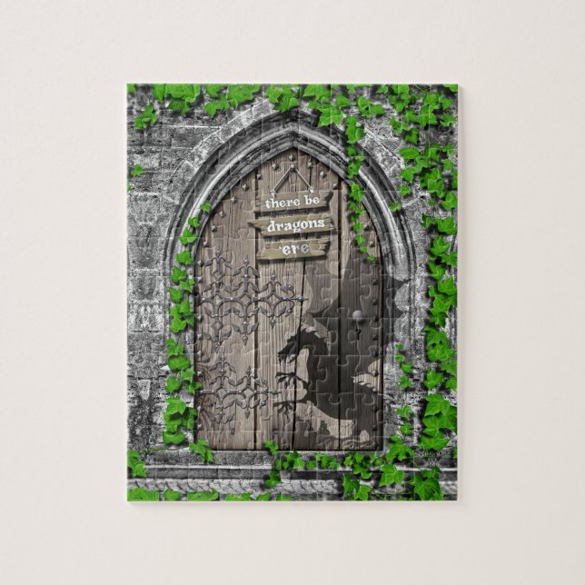 Puzzle Hay dragones puerta de dragón medieval del Rey Art (Vertical)