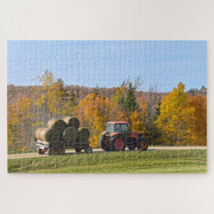 Puzzle Hay Hauling en Vermont en otoño