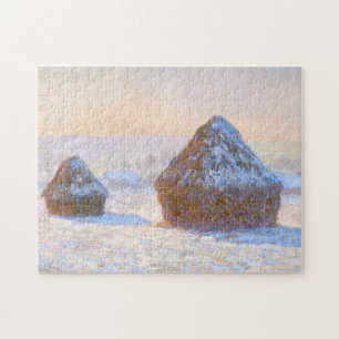 Puzzle Haystacks Efecto de Nieve Bella Artes de Monet mat