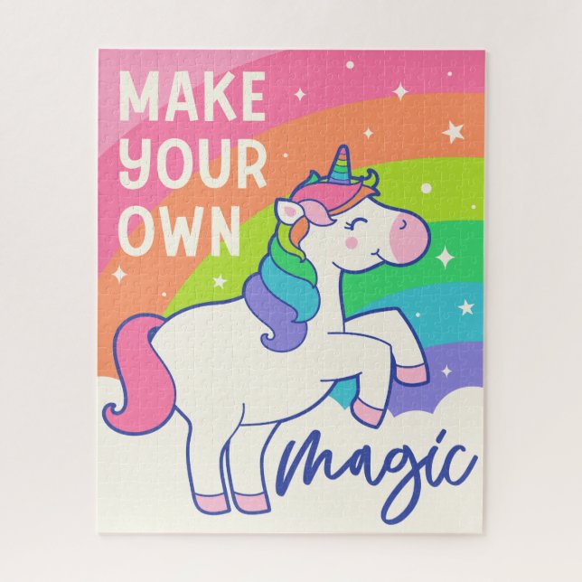Puzzle Haz tu propia magia | Cute unicornio (Vertical)