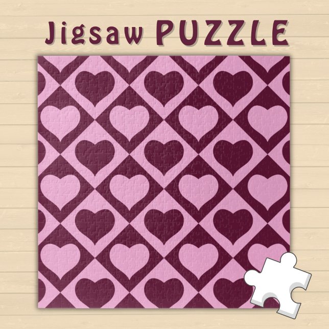 Puzzle Heart Checkerboard Pattern Bordeaux Pink - (Subido por el creador)