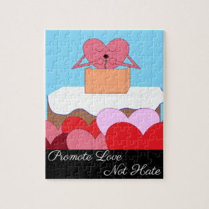 Puzzle Heart Giving a Speech About Love: