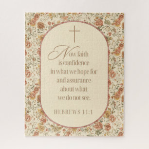 Puzzle Hebreos 11:1 Escrituras de la fe Floral Vintage