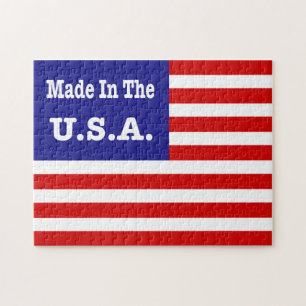 Puzzle Hecha En Estados Unidos Bandera Roja Blanca Y Azul