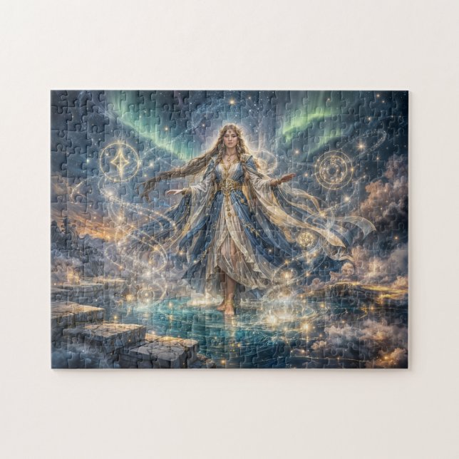 Puzzle Hechicera Celestial Mística Fantasía Dorada (Horizontal)