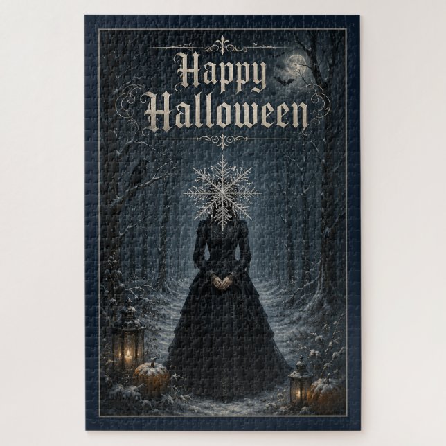 Puzzle Hechicera de Halloween de Medianoche Helada (Vertical)