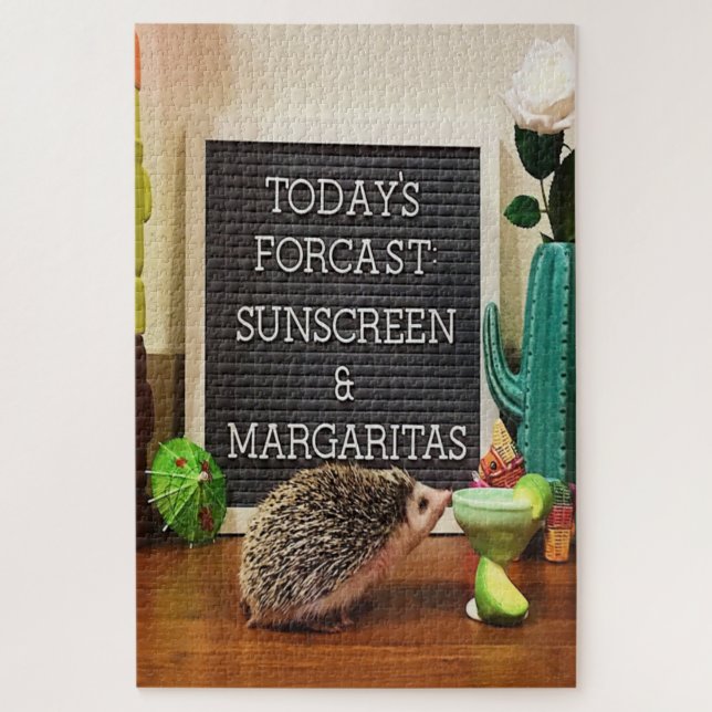 Puzzle Hedgehog Sunscreen y Margaritas (Vertical)