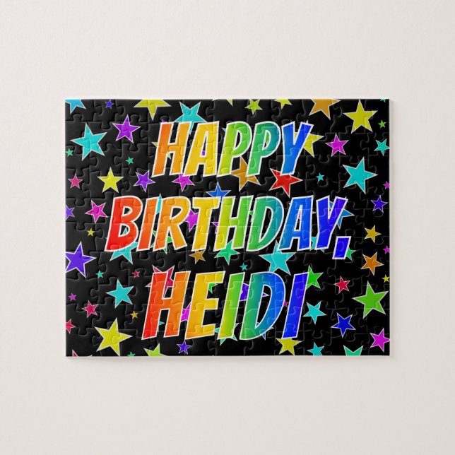 Puzzle "HEIDI" Nombre, Diversión "FELIZ CUMPLEAÑOS" (Horizontal)