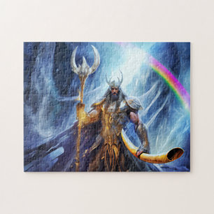 Puzzle Heimdall y el cuerno Gjallarhorn en el puente de B