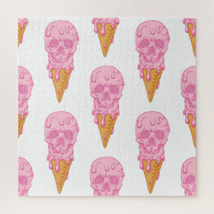 Puzzle Helado de cráneo rosado, patrón sin costuras.