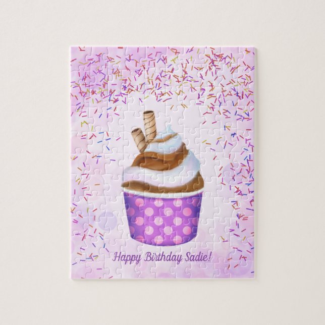 Puzzle Helado suave de servir personalizado cumpleaños (Vertical)