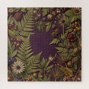 Puzzle Helecho de Flor Silvestre Ornata Fruta Morado Oscu