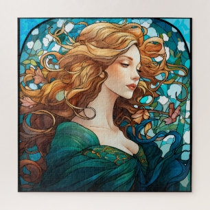 Puzzle Helena - Mujer rubia oscura en estilo Art Nouveau