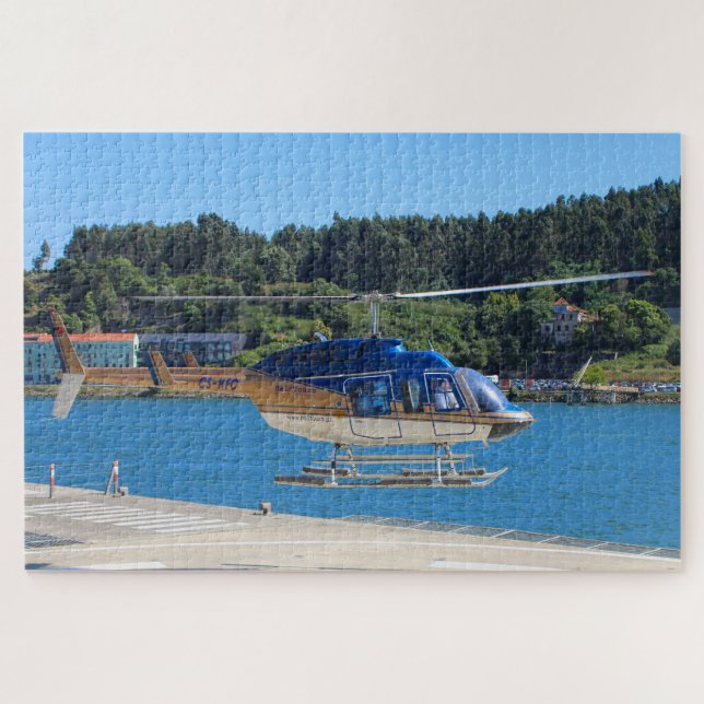 Puzzle Helicóptero azul, dorado y blanco, Portugal (Horizontal)