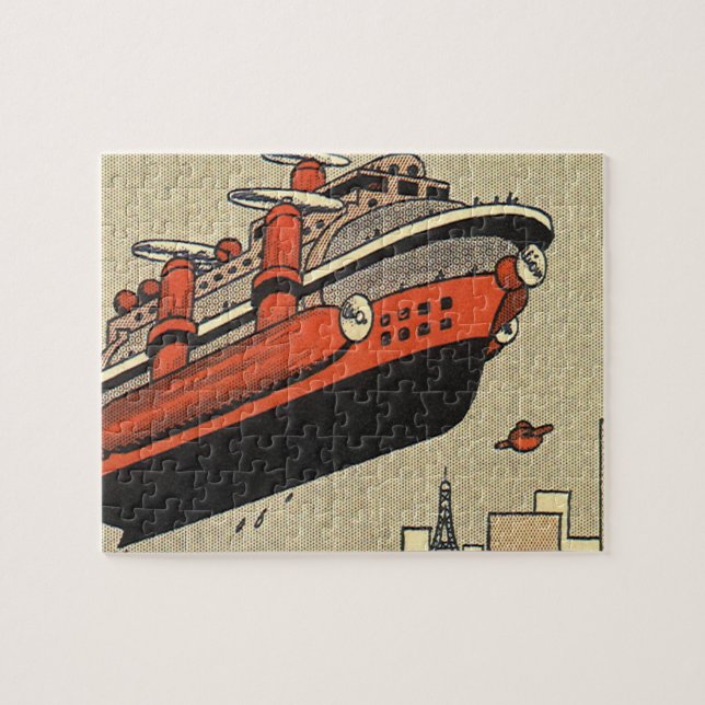 Puzzle Helicóptero de crucero de ciencia ficción vintage (Horizontal)