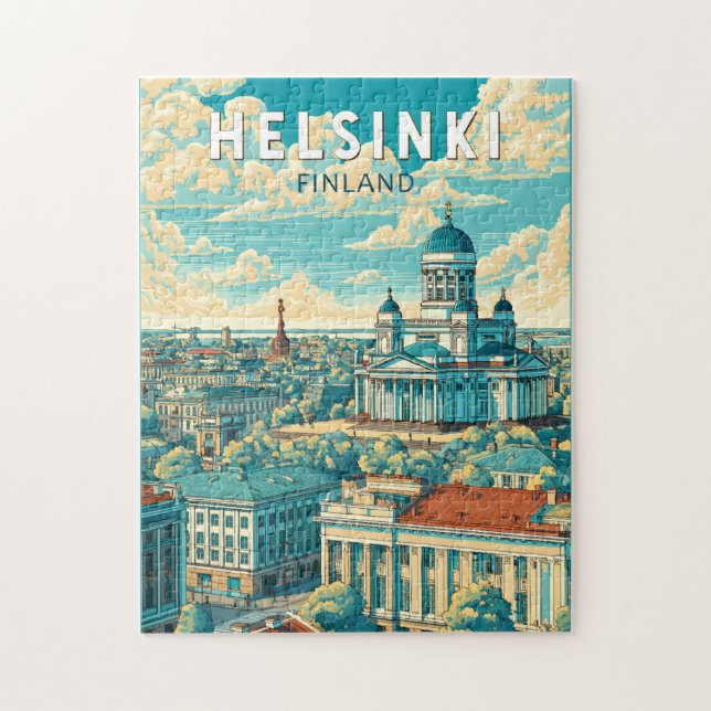 Puzzle Helsinki Finland Travel Art Vintage (Vertical)
