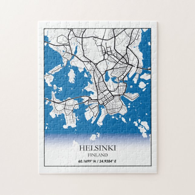 Puzzle Helsinki Finlandia Mapa de la ciudad coordina viaj (Vertical)