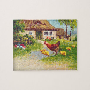 Puzzle Hen, pollos y huevos de Pascua