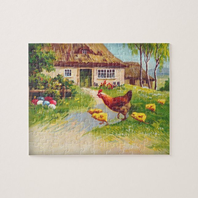 Puzzle Hen, pollos y huevos de Pascua (Horizontal)