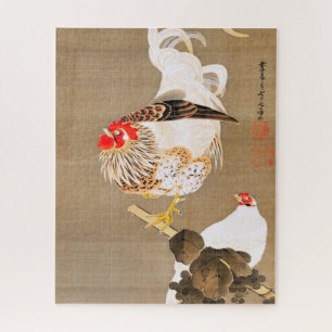 Puzzle Hen y Rooster con Grapevine de Ito Jakuchu
