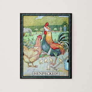 Puzzle Henpecked Rooster con Hen y Chicks