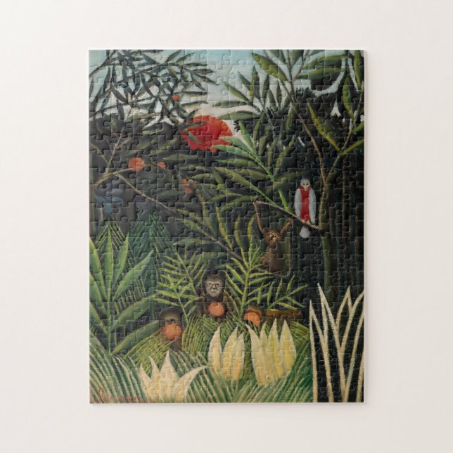Puzzle Henri Rousseau - Monos y loro en la Selva Virgen (Vertical)