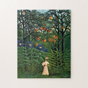 Puzzle Henri Rousseau - Mujer caminando en un bosque exót