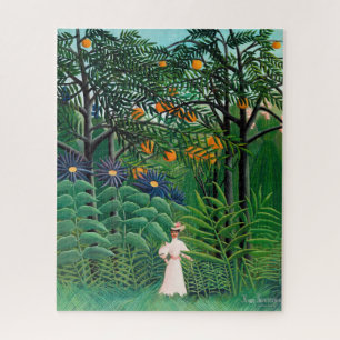 Puzzle Henri Rousseau - Mujer caminando en un bosque exót
