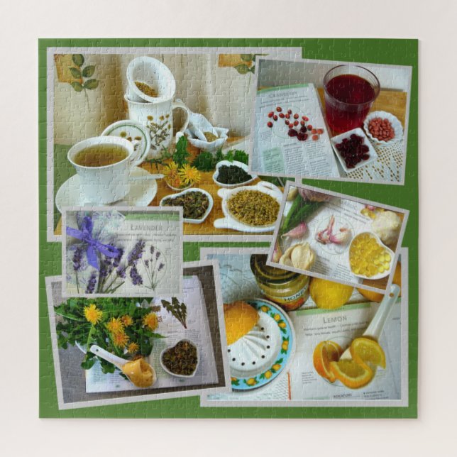 Puzzle Herbs for Health Collage (Vertical)