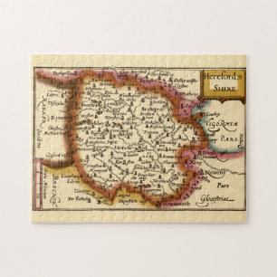 Puzzle Herefordshire County England Mapa anticuario antig