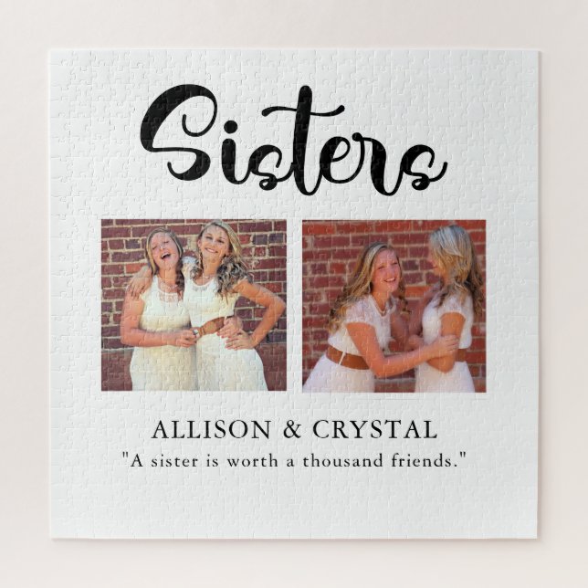 Puzzle Hermanas Caligrafía 2 Collage de fotos Cita a herm (Vertical)