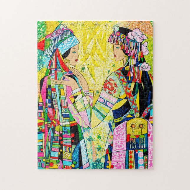 Puzzle Hermanas Hao Ping chicas orientales vibrantes colo (Vertical)