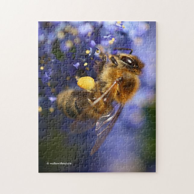 Puzzle Hermosa abeja de miel en California Lilac (Vertical)