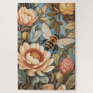 Puzzle Hermosa Abeja Jardín Con Flores Protíneas