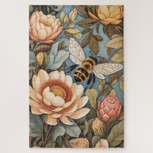 Puzzle Hermosa Abeja Jardín Con Flores Protíneas (Vertical)
