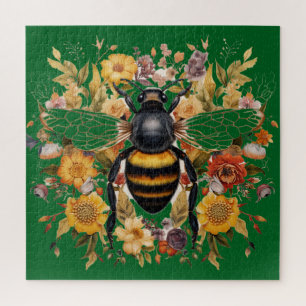 Puzzle Hermosa abeja y flores silvestres