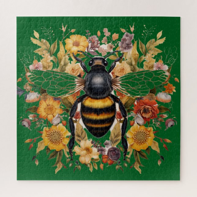 Puzzle Hermosa abeja y flores silvestres (Vertical)
